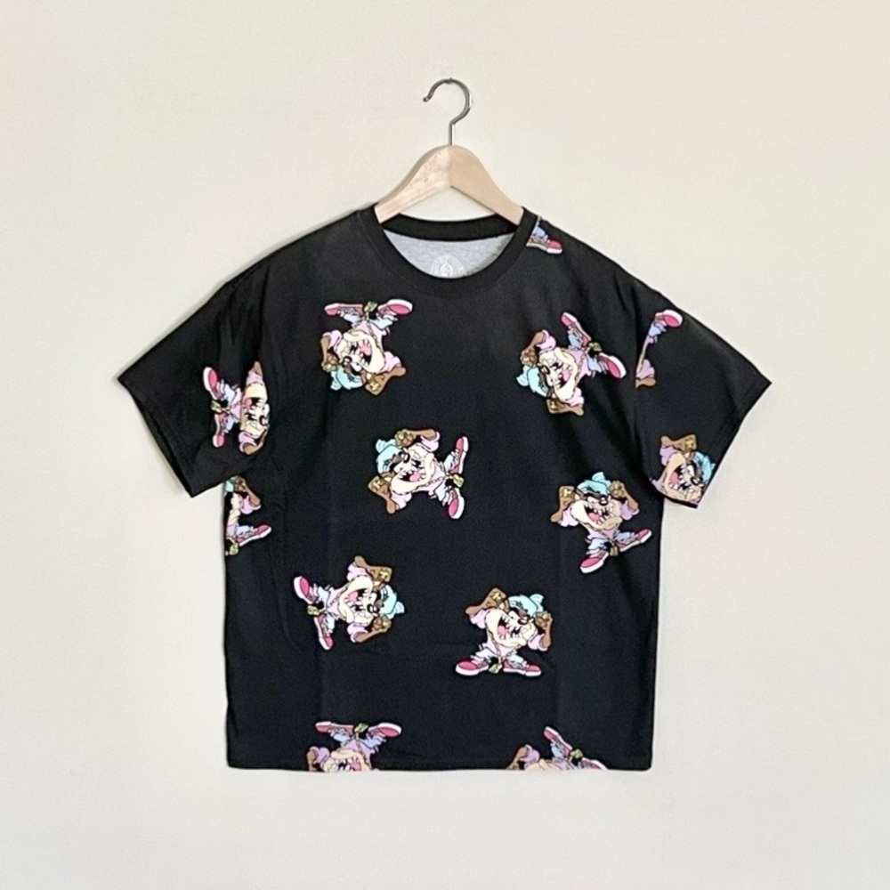 NEW Looney Tunes Hiphop Taz All Over Throwback Black T Shirt Adult size Large